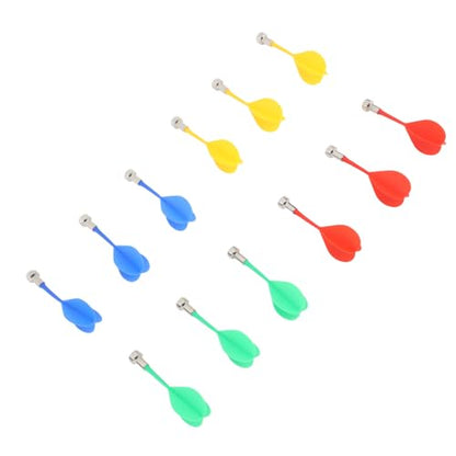Generic 12Pcs Magnetic Set Plastic Wing Tips, Powerful Magnetism for Dartboard Games, Red Green Blue Yellow, Ideal for Adults Family Indoor Outdoor Fun