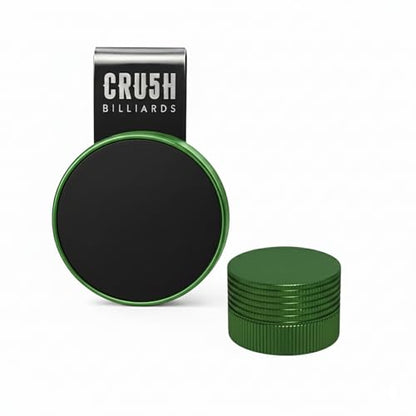 Magnetic Chalk Holder with Lid & Belt Clip – Round Billiard Pool Cue Chalk Holder with Strong Magnet, Portable Snooker Chalk Case for Players - color: Green