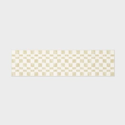 EVERGRACE Checkered Plaid Area Rug, Soft Fuzzy Faux Wool, 2x8, Washable Anti Slip Long Runner Carpet for Entryway, Bedroom, Living Room, Hallway, Kitchen, Dining Room and Laundry, Beige - color: Beige, size: 2' x 8' (Runner)