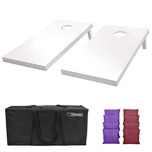 GoSports 4 ft x 2 ft Regulation Size Wooden Cornhole Boards Set - Includes Carrying Case and Over 100 Optional Bean Bag Colors - color: Burgundy & Purple