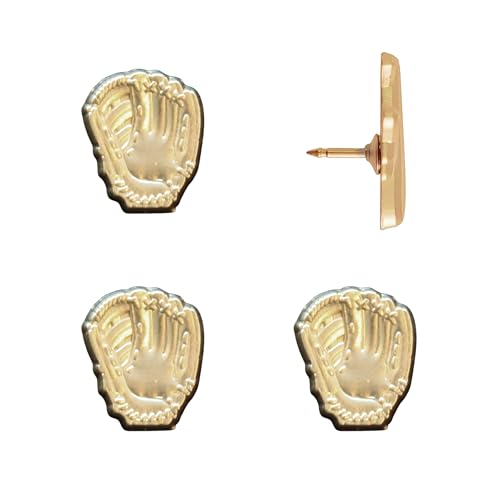 Baseball Glove Push Pins - Gold Baseball Glove Map Pins for Cork Boards, Maps, or Lapel Use - Designed in USA - Set of 4 - color: Baseball Glove - Gold, size: Set of 4