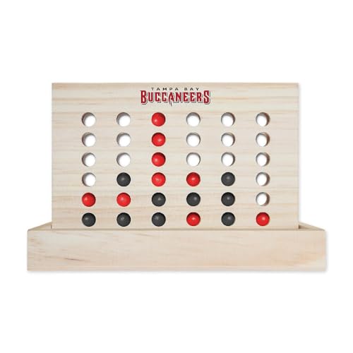 Rico Industries NFL Mini Travel Team 4 in A Row Mini Game- Wooden, Team Colors, 5.5" x 8" (Tampa Bay Buccaneers) - style: Tampa Bay Buccuaneers