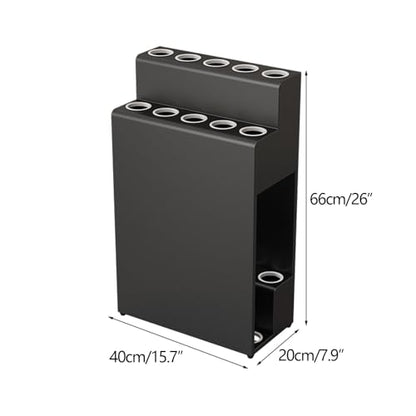Adjustable Free Standing Pool Cue Rack - Metal Floor Stand Holds 10 Pool Sticks - Ideal for Billiard Room, Club, Bar - Durable with Foot Pads (Black)