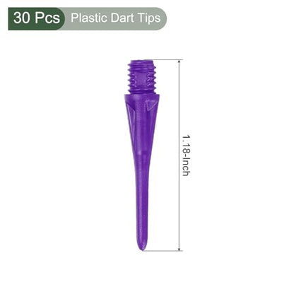YOKIVE 30 Pcs Plastic Dart Tips, Game 2BA Thread Soft Darts Tips Replacements Plastic Tips Soft Tips| Indoor Outdoor Play (Purple)