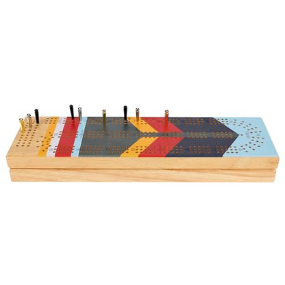 Pacific Shore Games Canoe Cribbage Board Game Set, Camp Nautical Print, Continuous 3 Track Travel Cribbage Boards Unique, Wooden Board Games for Adults, 9 Metal Cribbage Pegs, 12 Inches - style: Camp