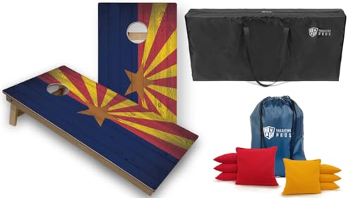 Tournament Grade Tailgating Pros Regulation Cornhole Boards Flag Set - Includes 8 Bean Bags, Carrying Cases, and 4'x2' Corn Hole Toss Game - color: Arizona Flag
