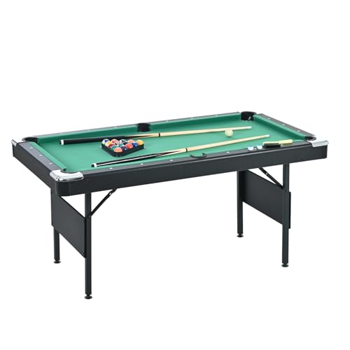 5.3 Foot Mini Pool Table with Accessories Foldable Pool Table, Portable Pool Table, Billiard Table,Indoor Multi Game Tables for Game Room, Family Game Night - color: Green+Black