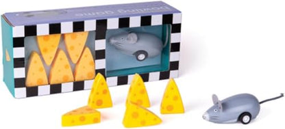 Jack Rabbit Creations Mouse & Cheese Wooden Bowling Set – Pull-Back Mouse Car & Pins – FSC Wood, Non-Toxic – Fine Motor & Hand-Eye Coordination – Gift Boxed, Ages 3+
