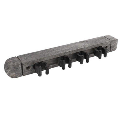 Wall Mounted Cue Holder Rack 4 Slots, Wooden Billiard Cue Stick Organizer with Brushed Silver Grey Finish, Modern Minimalist Wall Mount for Home Game Room or Pool Hall