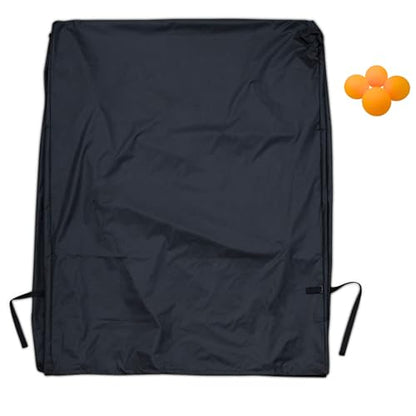 Ping Pong Table Tennis Cover in Black - Durable Waterproof Indoor/Outdoor All Weather Protection, Universal Fit for 9’x5’ Folding Tables - Complete with 4 Ping Pong Balls