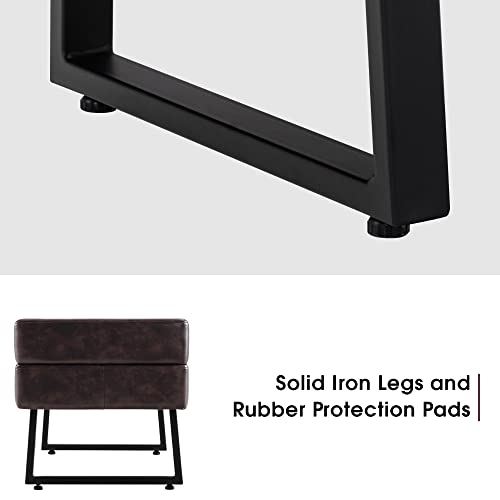 BarberPub Waiting Room Chairs, Heavy Duty Office Guest Reception Bench, Faux Leather Upholstered Lobby Chairs for Salon, Conference Room 7008 (Brown) - color: Brown