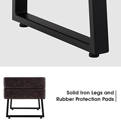 BarberPub Waiting Room Chairs, Heavy Duty Office Guest Reception Bench, Faux Leather Upholstered Lobby Chairs for Salon, Conference Room 7008 (Brown) - color: Brown