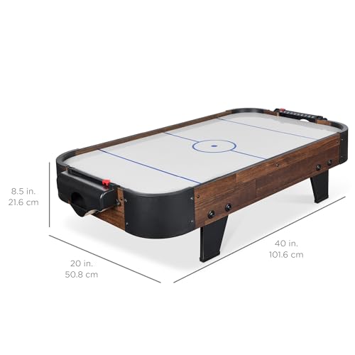 Best Choice Products Portable Tabletop Air Hockey Table for Game Room w/ 100V Motor, Electric Fan, 2 Strikers, 2 Pucks - color: Walnut