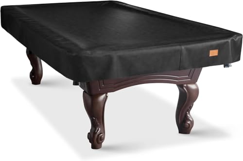 Heavy Duty Leatherette Billiard Pool Table Cover, Waterproof & Tearproof Cover for Pool Table 7/8/9FT (Black/Faux Lambskin, 7FT-(92"LX 52"WX 8“H)) - color: Black/Faux Lambskin, size: 7FT-(92"LX 52"WX 8“H)