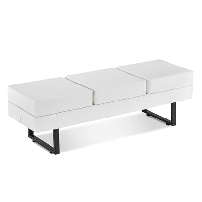BarberPub Waiting Room Chairs, Heavy Duty Office Guest Reception Bench, Faux Leather Upholstered Lobby Chairs for Salon, Conference Room 7008 (Cream White) - color: Cream White
