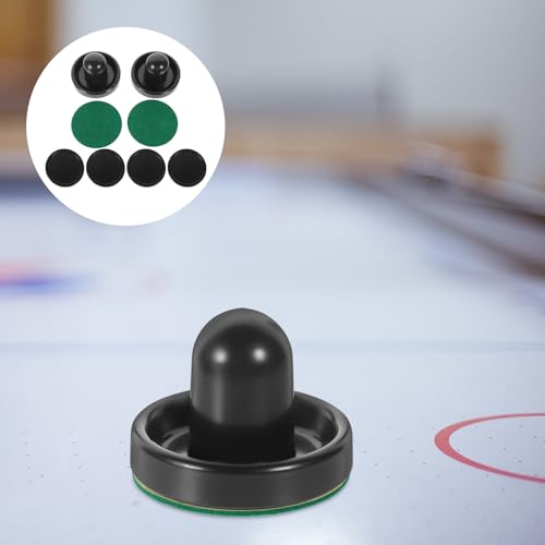 Air Hockey Pucks and Pushers Replacement for Game Tables Smooth Sliding Black Pushers with Black Pucks and Felt Covers Hockey Parts for Home Leisure Sports