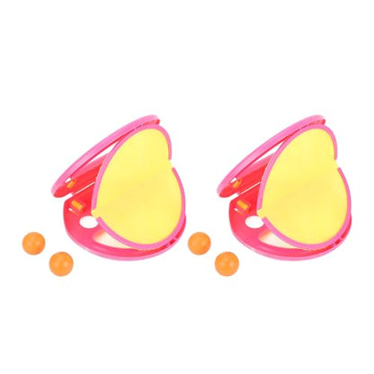 Toss and Catch Ball Set, Hand Exercise Ball Throwing Set, Double Player Outdoor Game with Soft Balls, Ideal for Beach Picnic Party (Pink) - color: Pink
