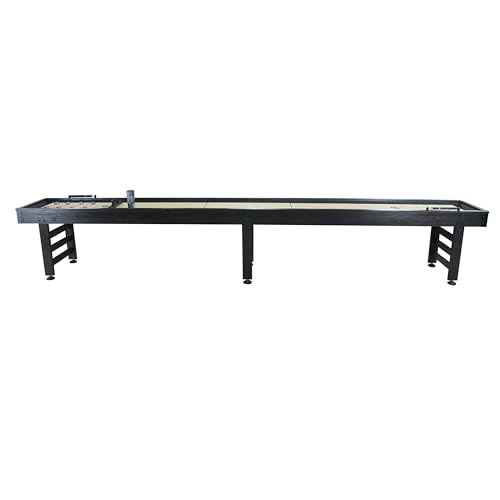 Playcraft Saybrook Shuffleboard Table with DIY Assembly - Fully Knock-Down Shuffle Board Game Table with Abacus, 8 Pucks & Premium Wax - Pro Style Climate Adjusters - Midnight Charcoal Gray - size: 16'