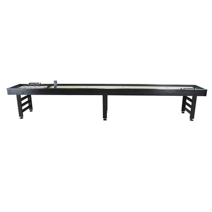 Playcraft Saybrook Shuffleboard Table with DIY Assembly - Fully Knock-Down Shuffle Board Game Table with Abacus, 8 Pucks & Premium Wax - Pro Style Climate Adjusters - Midnight Charcoal Gray - size: 16'