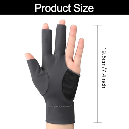 Civaner 8 Pcs Billiard Pool Glove Left Hand 3-Finger Snooker Cue Sport Glove Smooth Stroke Snooker Carom Accessories Anti-Slip Cue Gloves for Men Women - color: Gray