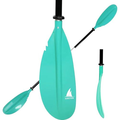 Karltion Kayak Paddle - Adjustable 2 Pieces Aluminum Alloy Shaft with Glass Fiber Blade for Surfing,Oar Fishing Easy Packable Travel - color: Mint Green, size: 90.5"-1 paddle