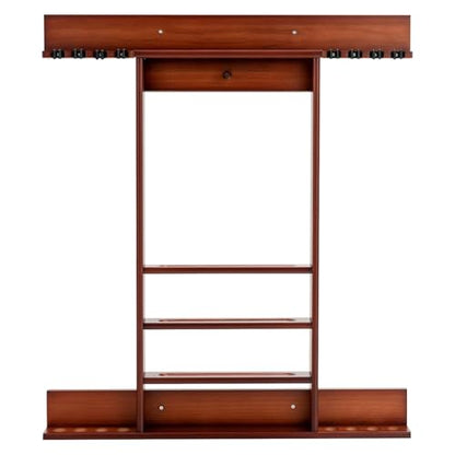 SUPERDIAMOND 8 Pool Stick Holder, Wall Mount Pool Cue Rack for Pool Table Accessories, Made of 100% Solid Wood Billiard Cue Holder Wall Mounted Display Stand for Game Room (Holds 8 Cues &Brown) - size: 8 Cues, style: SU-wa-8 Cue Racks-brown
