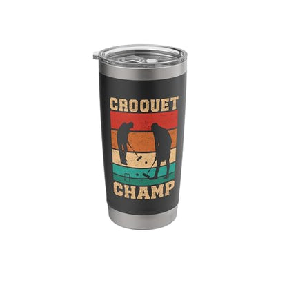 Croquet Champ Retro Funny Lawn Game Player Quote Stainless Steel Insulated Tumbler - color: Black