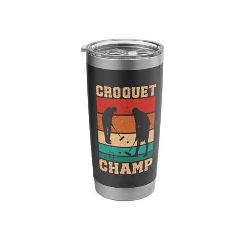 Croquet Champ Retro Funny Lawn Game Player Quote Stainless Steel Insulated Tumbler - color: Black