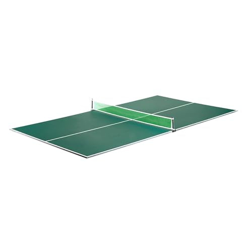 Hathaway 9 ft Quick Set Table Tennis Conversion Top – Regulation Sized, Foldable, Durable Engineered Surface, Protection Pads – Indoor Ping Pong Table Topper for Pool Table w/Net & Posts - color: Green