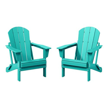 WestinTrends Malibu 2 Piece Set Outdoor Folding Poly Adirondack Chair, Turquoise - color: Turquoise, size: 2 Chair