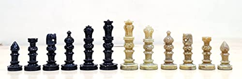 StonKraft - Natural Stone Chess Pieces Chessmen Chess Coins (3" King) | Chess Accessories | Board Games (White and Brown)