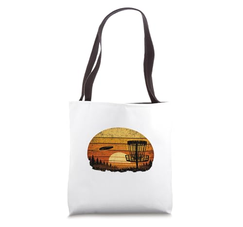 Vintage Retro Disc Golf Sunset Tote Bag