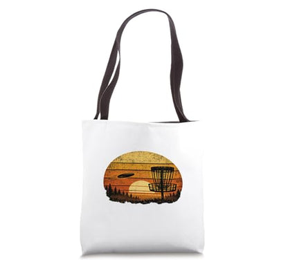 Vintage Retro Disc Golf Sunset Tote Bag