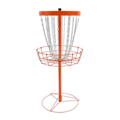 Disc Golf Basket, Portable Disc Golf Target with 24 Heavy-Duty Chains, Professional Freestanding Disc Golf Training Stand & Practice Basket for Backyard, Park, Camping(Orange)