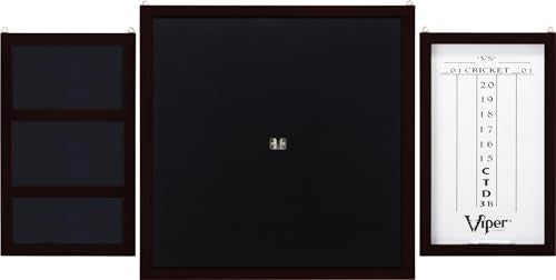 Viper Championship Wood Framed Sisal Dartboard Backboard with Optional Dry Erase Cricket Scorebord and Dart & Accessory Storage Caddy, Dark Mahogany Finish - color: Dark Mahogany Finish, Black Fabric, style: Dartboard Backboard with Scoreboard & Dart Hold