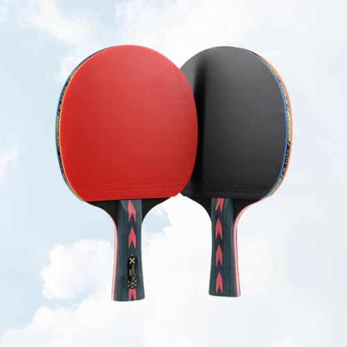 2pcs 5 Star Carbon Fiber Table Tennis Racket Double Pimples-in Pingpong Paddle Set for Teenagers Professional Training with Horizontal Grip, Portable Indoor Outdoor Sports