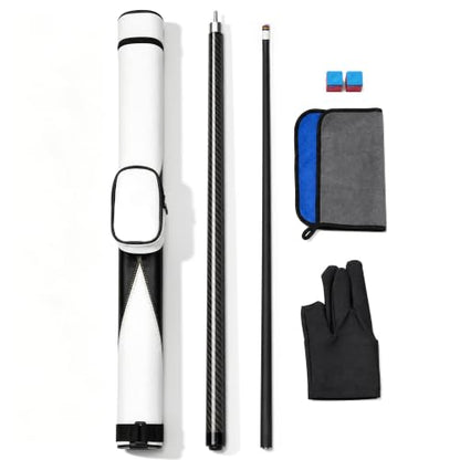 Carbon Fiber Pool Cue, 58 Inch Professional Pool Stick with Solid Oak Core | High-Density Solid Oak Core, Tacos de Billar Profesionales, Full Set with Cue Bag, Towel, Gloves for Home Bar & Billiard Hall