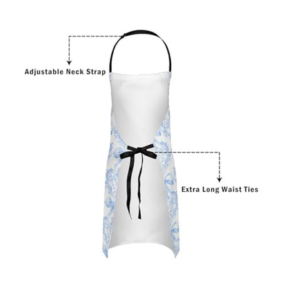 Manfei Blue Bowknot Kids Kitchen Apron - color: Blue