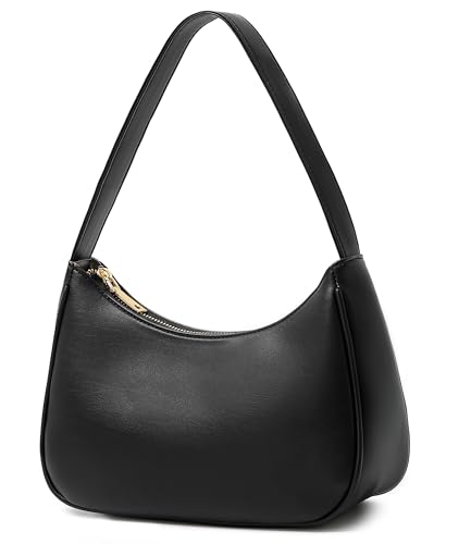 CYHTWSDJ Shoulder Bags for Women, Cute Hobo Tote Handbag Mini Clutch Purse with Zipper Closure - color: Black
