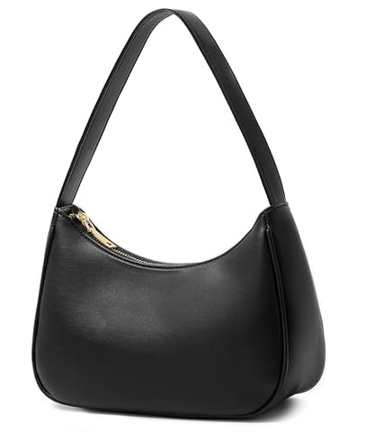 CYHTWSDJ Shoulder Bags for Women, Cute Hobo Tote Handbag Mini Clutch Purse with Zipper Closure - color: Black