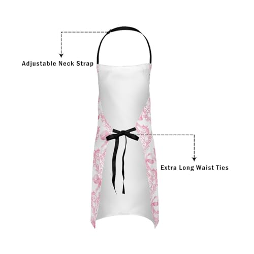 Manfei Blue Bowknot Kids Kitchen Apron - color: Pink White