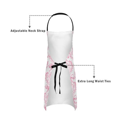 Manfei Blue Bowknot Kids Kitchen Apron - color: Pink White