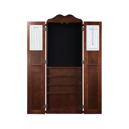 RAM Gameroom Chestnut Dartboard Cabinet Pool Cue Holder