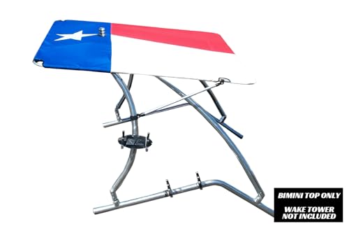 Big Air Super Shadow Wakeboard Tower Bimini Top - 76" x 76" - Mounts Over Existing Wake Tower - color: Texas Flag