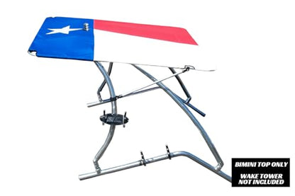 Big Air Super Shadow Wakeboard Tower Bimini Top - 76" x 76" - Mounts Over Existing Wake Tower - color: Texas Flag