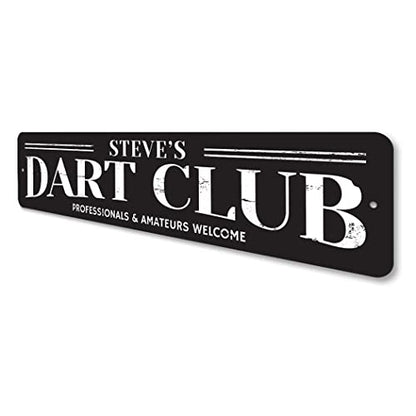 Dart Club Sign, Gamer Name Man Cave Sign, Professionals & Amateurs Welcome Game Room Aluminum Decor - 3" x 13" - size: 0) 3 x 13 Inches
