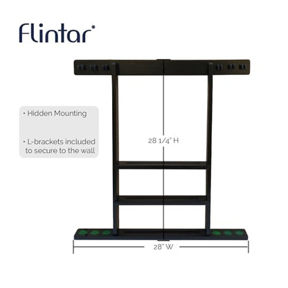 Wall Mount Cue Rack, Billiard Pool Cue Stick holder, Premium Quality Made in TAIWAN, Solid Hardwood, Cue Rack Only - color: Black