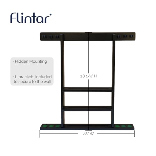 Wall Mount Cue Rack, Billiard Pool Cue Stick holder, Premium Quality Made in TAIWAN, Solid Hardwood, Cue Rack Only - color: Black