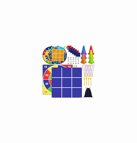 Outdoor Giant Tic Tac Toe Yard Games Double-Sided with Bean Bag Toss Mat, 26" Dart Board with Sticky Balls, Soft Plastic Cones Ring Toss Game for Kids Adults Family Indoor Outside Carnival Lawn Games - size: TG-8