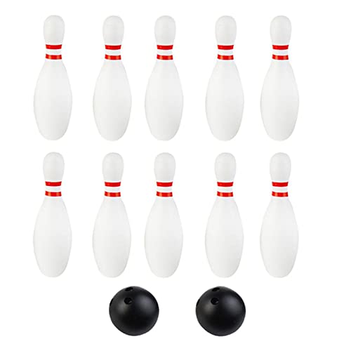 Kids Bowling Toy Set 10 Pcs with 2 Balls, 22cm (8.66in) Plastic Bowling Pins, Indoor Bowling Game for Children